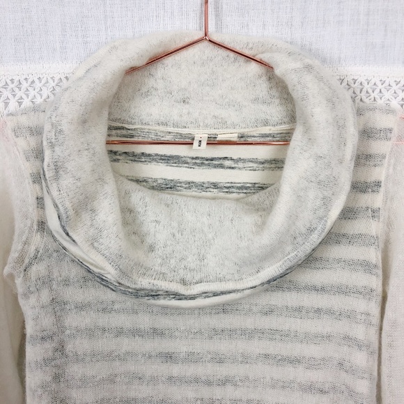 Anthro Moth | Cream Striped Cowl Neck Sweater | S - Picture 2 of 8